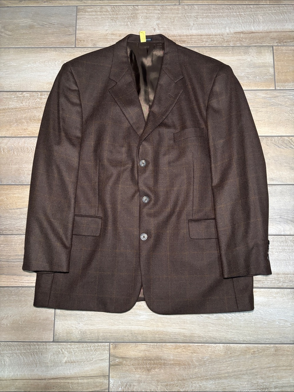 Stafford Men's Dark Brown Wool Blend Three-Button Blazer